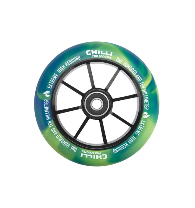 chilli-pro-scooter-wheel-110mm-blue-yellow-jumpstart-stunt-rolle image 1