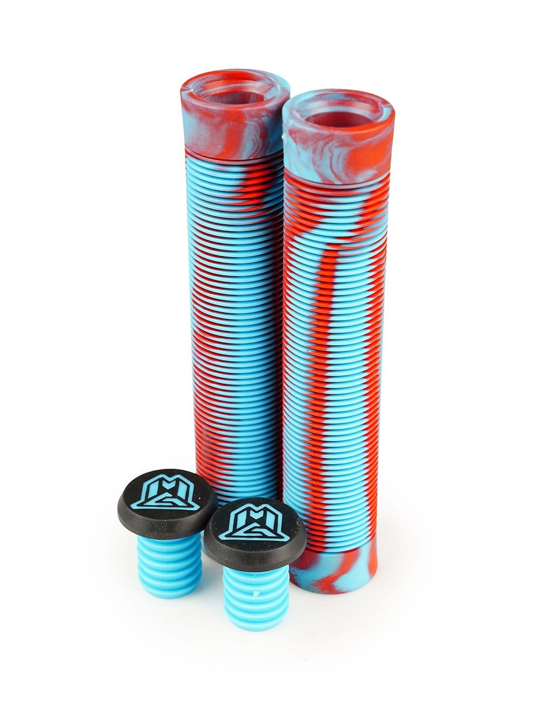 madd-gear-tpr-grind-grips-scooter-griffe-150mm-red-blue-swirl image 2