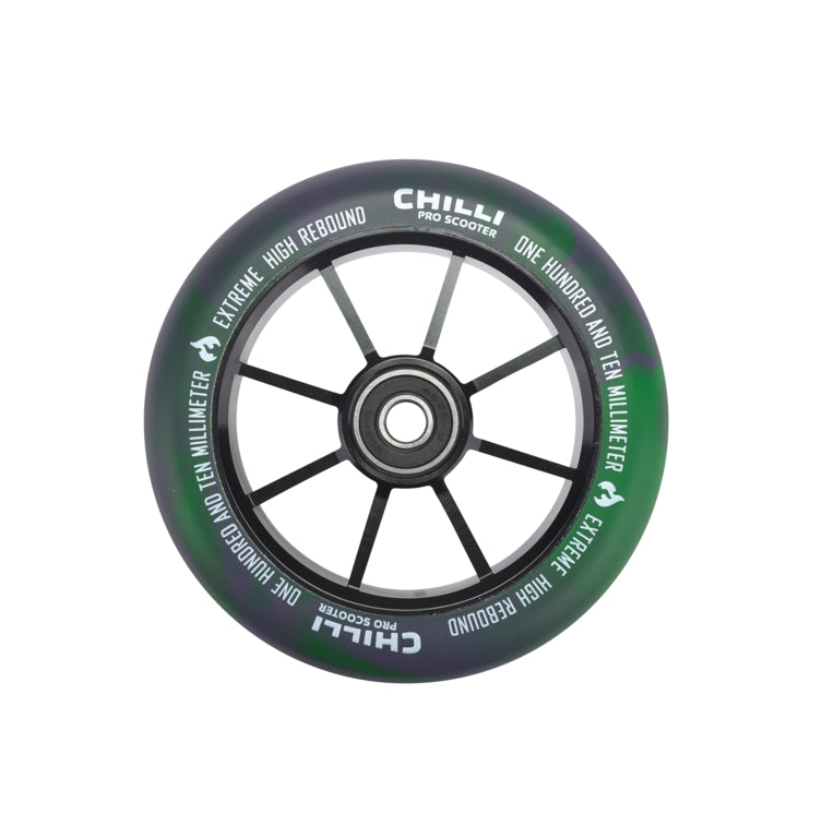 chilli-pro-scooter-wheel-green-purple-110mm-jumpstart-rolle image 1